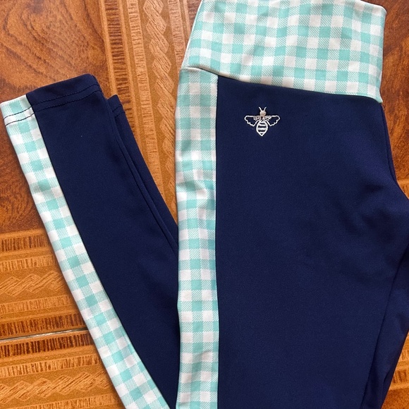 Lily Grace Blue Gingham Leggings Size Small - Picture 1 of 5